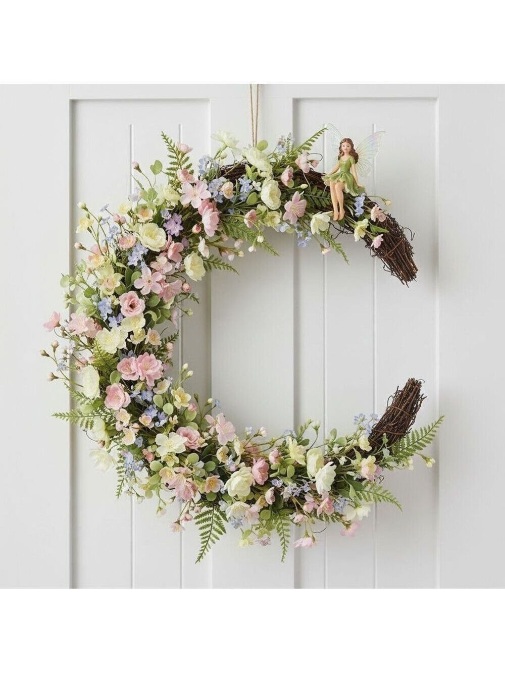 Crescent Moon Wreath Twig Base 12in Rustic Wreath Frame Front Door Decor - Picture 8 of 9